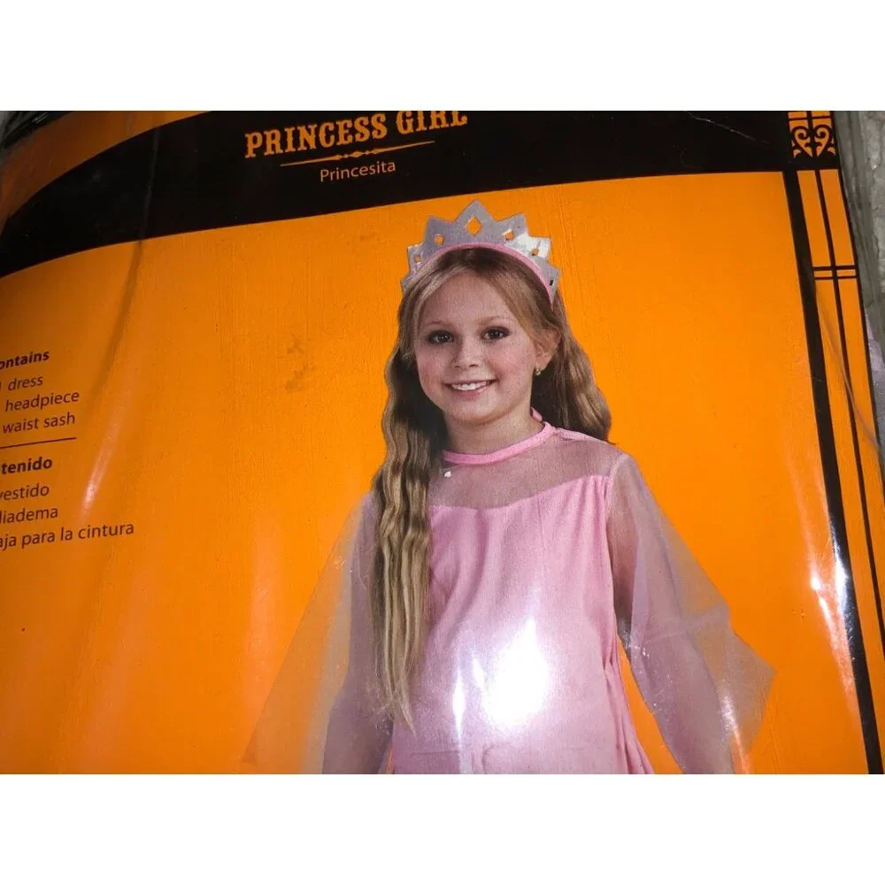 Princess Girl Dress Costume Set W/ Headpiece & Waist Sash  Size 10.5-12.5 Plus